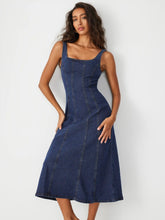 Denim Ruffle Cami Maxi Dress