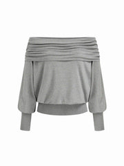 Cotton-blend Off-shoulder Ruched Puff Sleeve Top