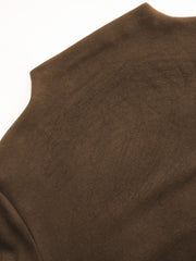 Thermal Cotton-blend High Neck Ruched Long Sleeve Tee