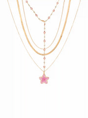 FLOWER & RHINESTONE LAYERED NECKLACE