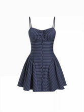 Sweetheart Neck Striped High Rise A-line Mini Dress