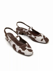 COWHIDE PRINT SLINGBACK MARY JANE FLATS