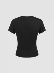 Round Neckline Star Graphic Short Sleeve Tee