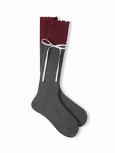 TWO-TONE BOWKNOT & CRIMPED TRIM CREW SOCKS