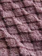 High Stretch Turtleneck Checks Ruched Hem Top