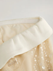 Sequins Fold Over Tie Back Mini Bandeau Dress