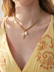 SHELL & FAUX PEARL NECKLACE
