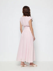 Chiffon Draped Flared Maxi Dress