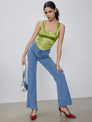 Stretch Denim High Waist Flared Jeans
