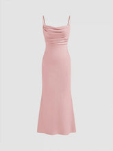 Satin Square Neck Ruched Lace Maxi Dress