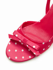 BOWKNOT DECOR POLKA DOT SLINGBACK SANDALS