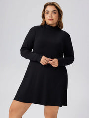 High Neck Solid Mini Dress Curve & Plus