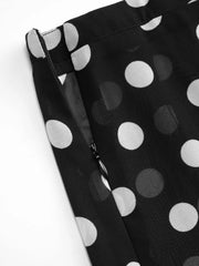 Chiffon Polka Dot Sheer Lettuce Trim Mid Rise A-line Midi Skirt