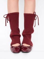 LACE-UP KNITTED LEG WARMERS