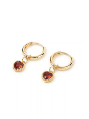 Heart Design Birth Month Hoop Earrings