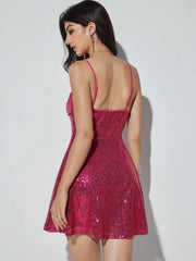Sequin Square Neck Mini Dress