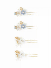 4 PCS FLORAL & LEAF HAIR PINS SET