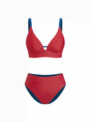 V-neck Mid Rise Triangle Bikini Set