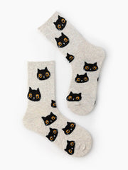Cat Pattern Crew Socks