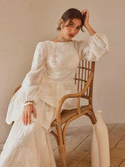 Round Neckline Floral Embroidery Layered Maxi Dress