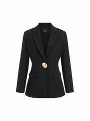 Notched Collar Metal Button Blazer