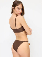 Square Neck Starfish Detail Bandeau Bikini Set With Ruched Cover Up Skirt