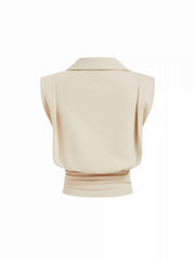 Cotton-blend V-neck Ruched Waist Top