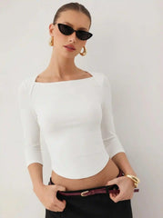Boat Neck Long Sleeve Tee