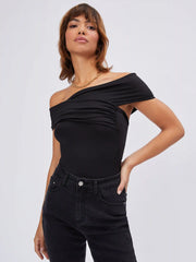 Solid Off-shoulder Bodysuit