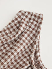Off-shoulder Gingham Tank Top
