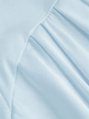 Satin Square Neck Solid Ruffle Knotted Mini Dress