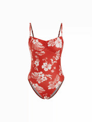 High Stretch Floral Sweetheart Ruched One-piece Swimsuit