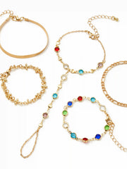 5PCS RHINESTONE & FLORAL HAND CHAIN BRACELET SET