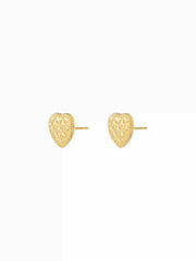 TEXTURED HEART STUD EARRINGS