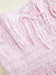 Cotton-blend Ruched Ruffle Sleeve Shirred Milkmaid Maxi Dress