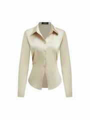 Satin Collar Long Sleeve Shirt