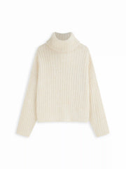 Wool-blend Knit High Neck Long Sleeve Oversized Top