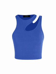 Solid Asymmetrical Sleeveless Crop Top