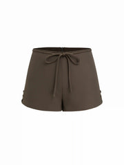 Low Rise Knotted Side Button Micro Shorts