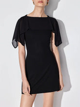 Boat Neck Draped Detail A-line Mini Dress
