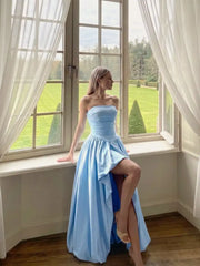 Satin Strapless Ruched Lace-up High Rise Bubble Maxi Dress