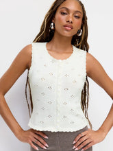 Knit Round Neckline Pointelle Vest