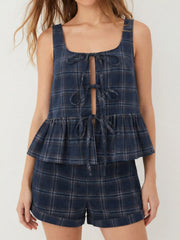 Cotton-blend Tartan Low Rise Micro Shorts
