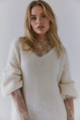 Lace High Neck Lace Long Sleeve Top