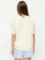 Cotton-blend Cat Graphic Short Sleeve Oversized Tee
