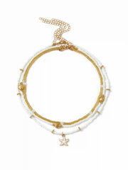 STARFISH & SHELL BEADED LAYERED NECKLACE
