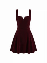 Velvet V-neck Ruffle Mini Dress