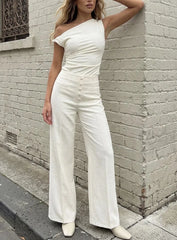 Tweed Mid Rise Wide Leg Trousers