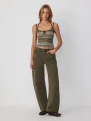 Jacquard Striped Scoop Neck Cami Top