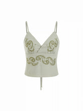 Chiffon Floral Embroidery V-Neck Cami Top
